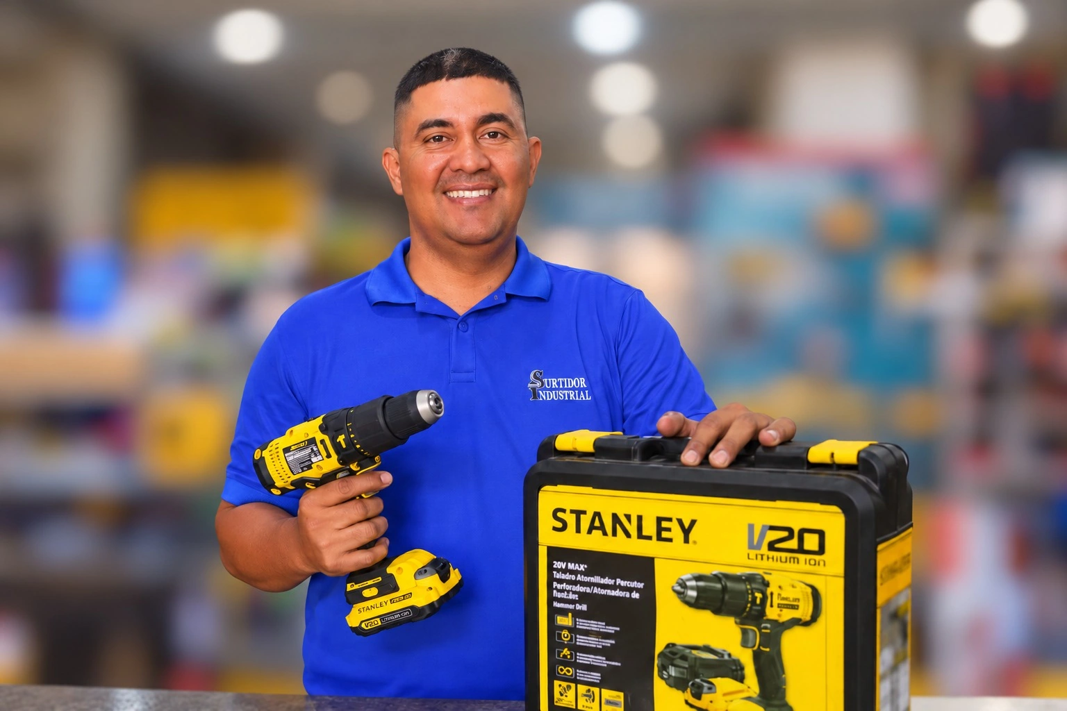 Asesor de Surtidor Industrial con taladro y kit Stanley